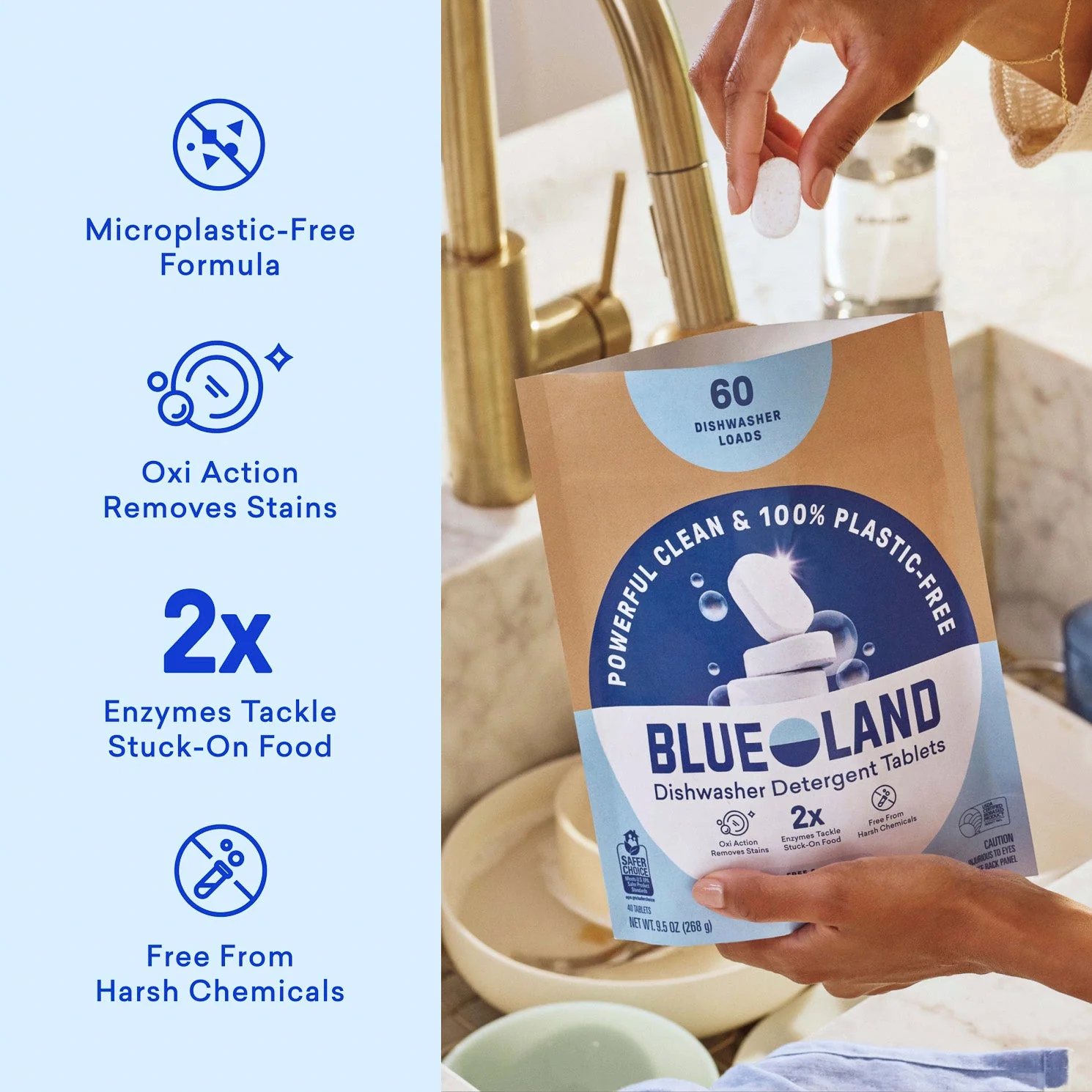 Blueland Dishwasher Detergent Starter-Set mit plastikfreien Tabletten