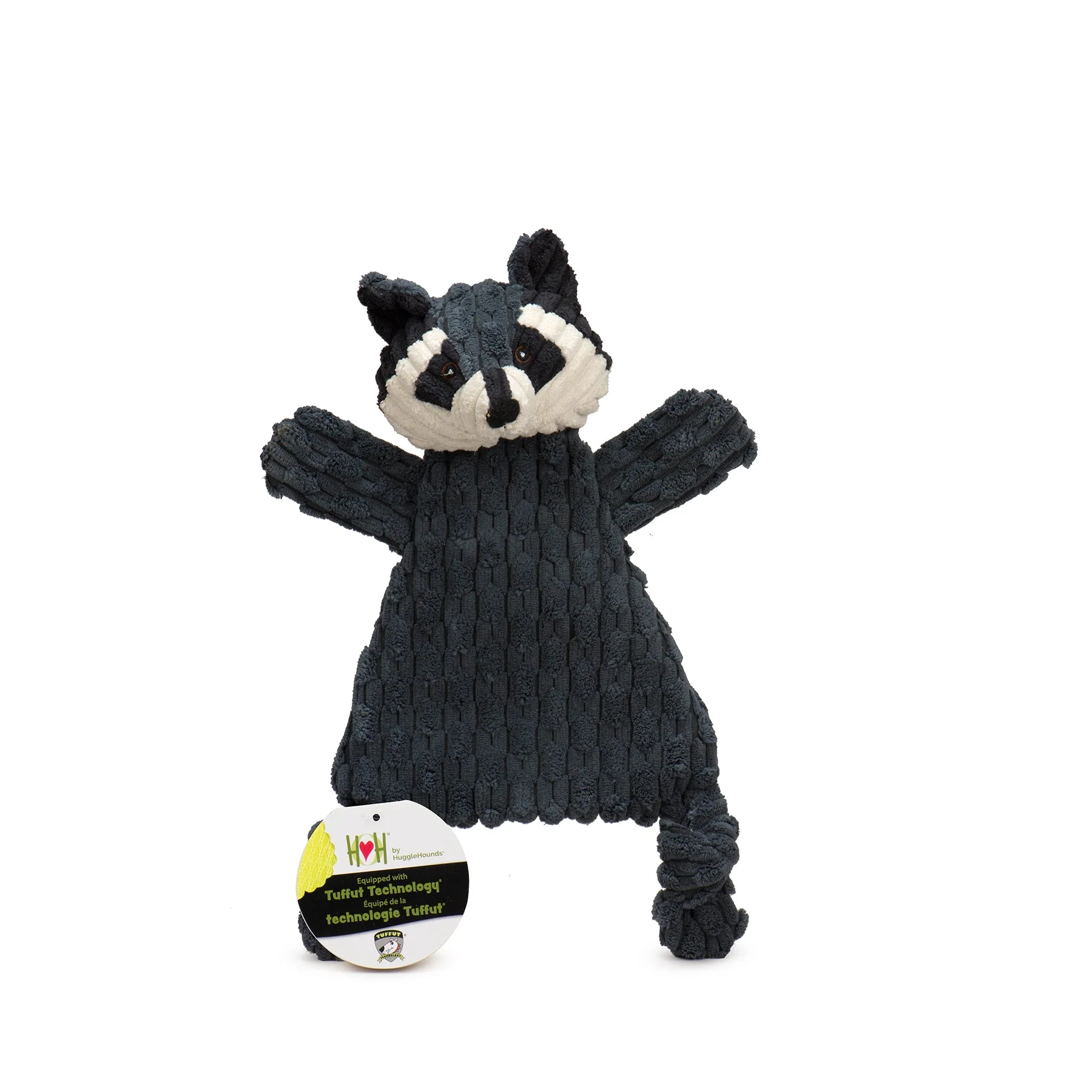 HuggleFlatties™ Reggie Raccoon Durable Plush Dog Toy with Squeakers
