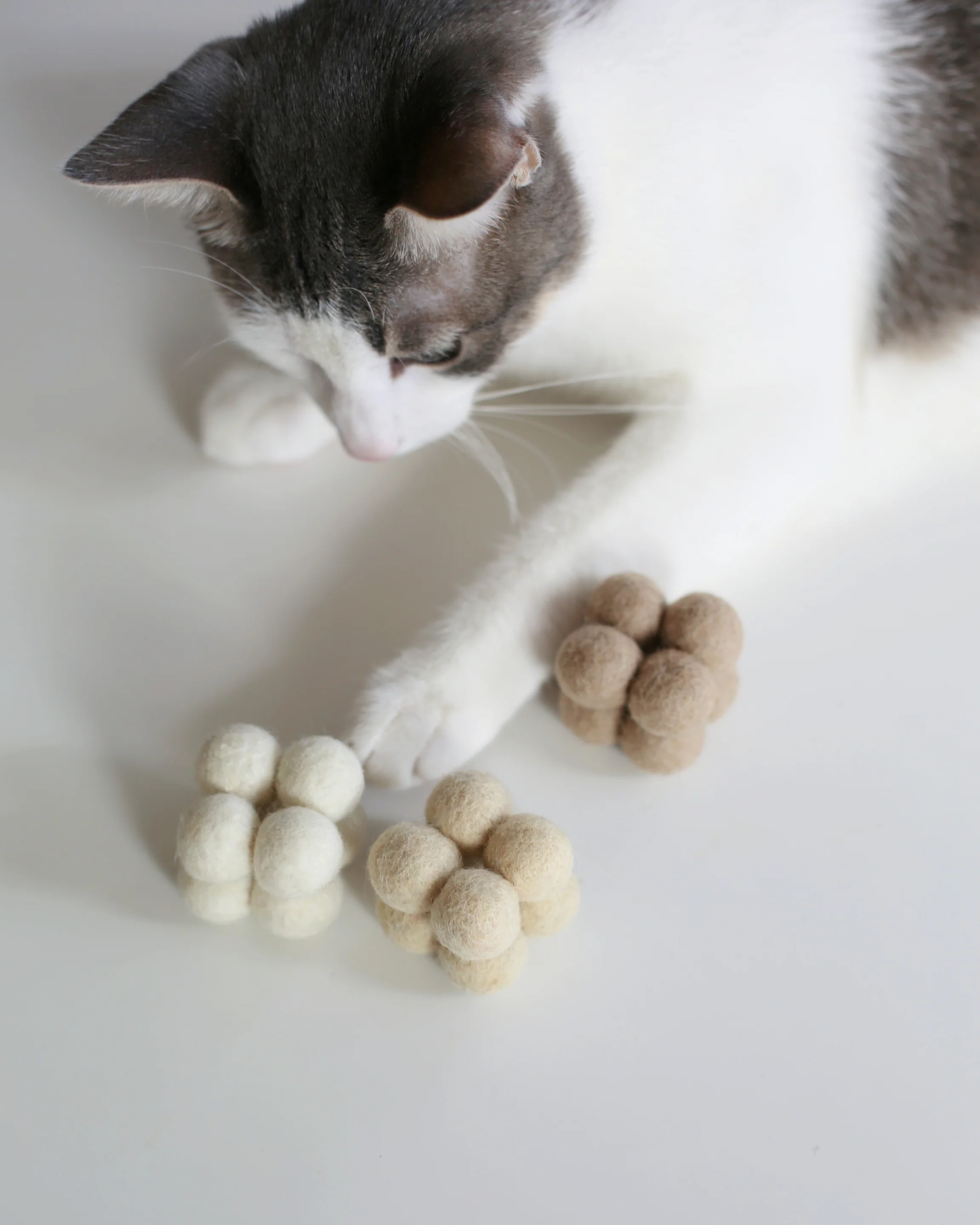 Catenary Pearl Catnip Toys Three-Pack in Wool, White Cream and Chocolate
